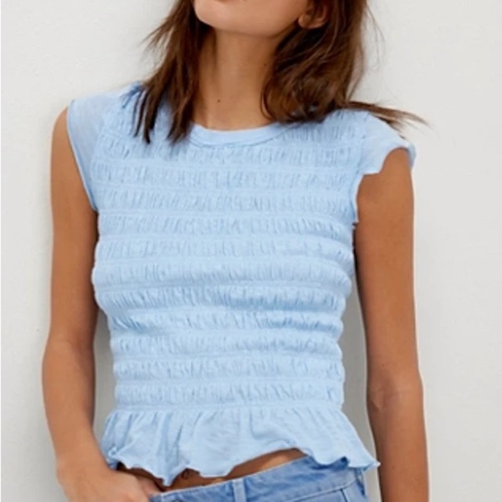 We The Free Sylvie Tee Light Blue NWT
